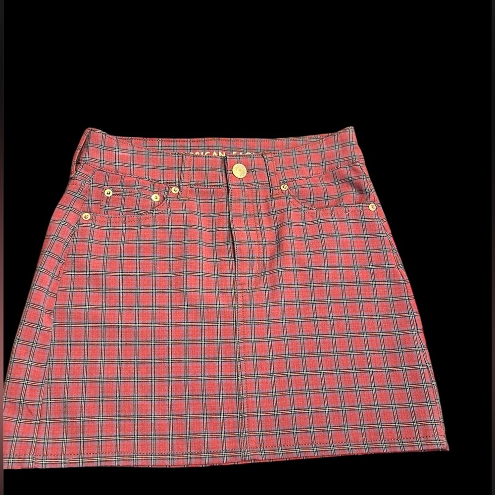 American Eagle Outfitters Red and Blue A-Line Mini Skirt